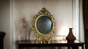 Antique Ornate Accent Mirror Heavy Metal In Gold