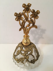 Vintage Ormolu High Quality Filigree/Brass Perfume Bottle