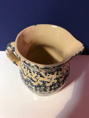 Antique Sponge Ware Blue and Cream Small Pitcher by  Robinson Ransbottom