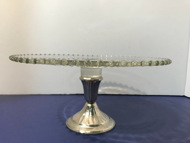 Nickel Silver & Crystal Cake Stand by Dughin Halloware