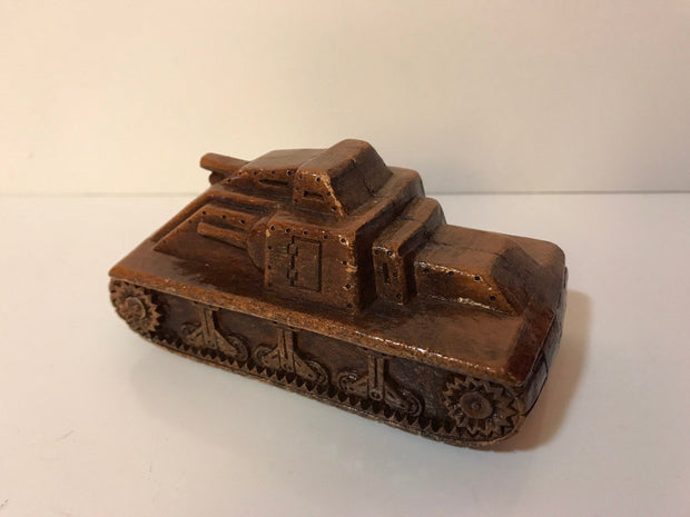 WWII SYROCO WOOD Army Tank Figure 1940s Vintage Rare Vintage