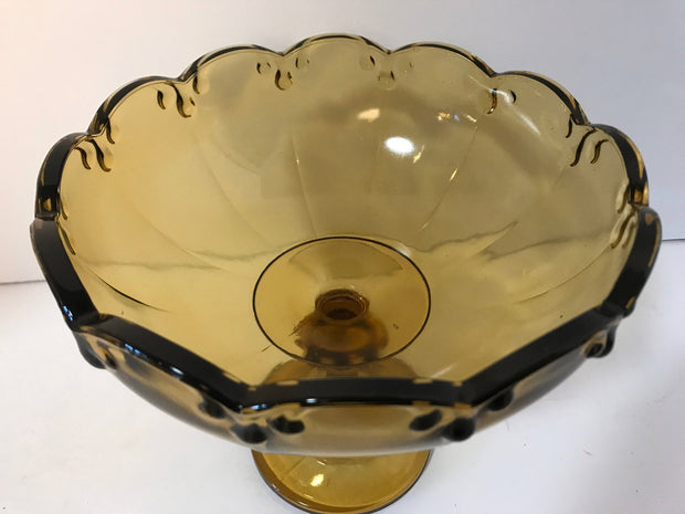 DanceeMangoo Amber Glass Bowl with Lid, 8-Inch Clear Glass Fruit
