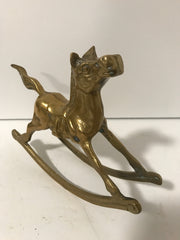 Rocking Horse Vintage Figurine Solid Brass Nursery Den Family Room Holiday Mantle Decor