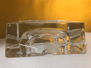 Thick Chunky Clear Glass Crystal Ashtray for Cigars /Cigarettes. Flower Embossed