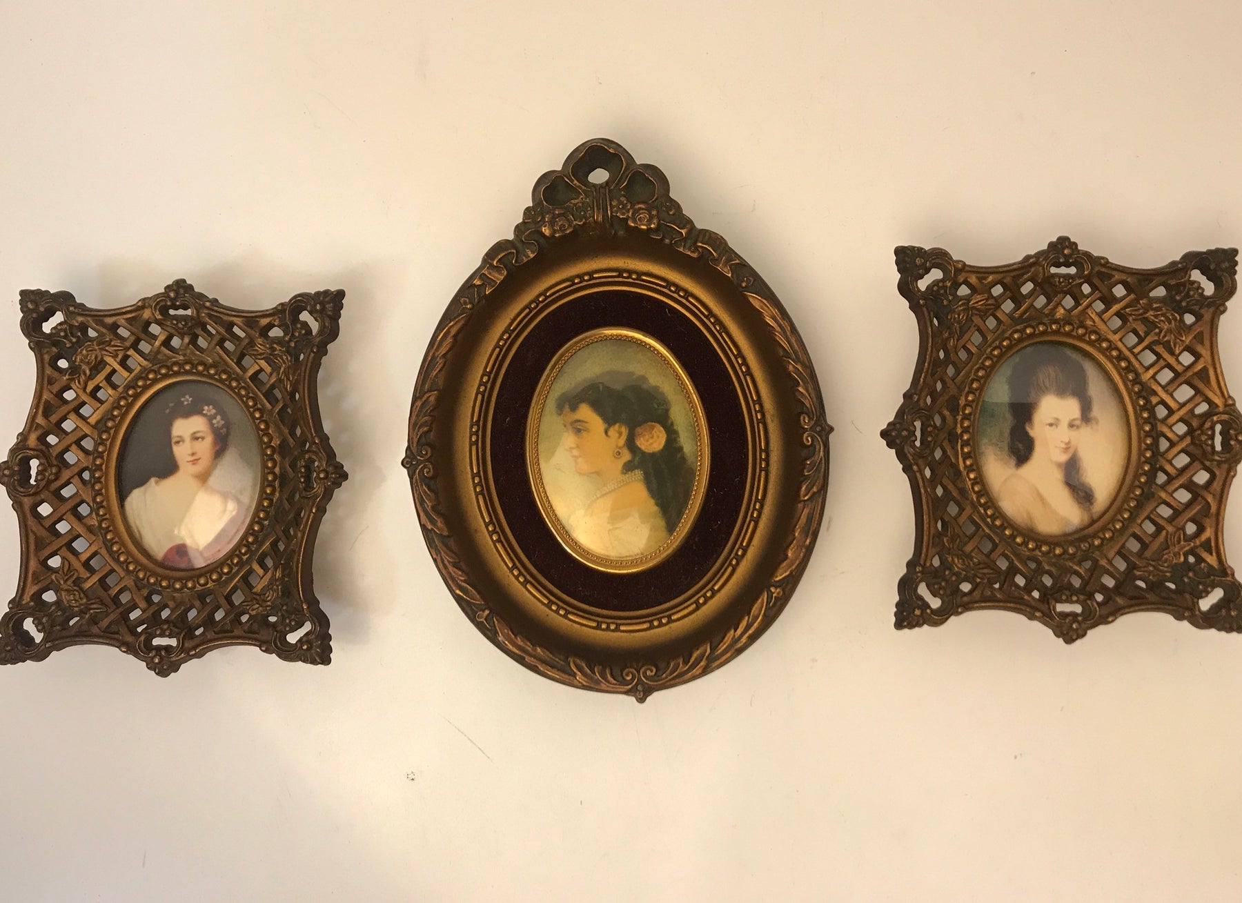 Ornate Framed Lady Portrait Victorian French design by Cameo