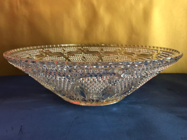 Vintage Decorative Clear Hobnail Bowl and Platter 2 pc Set Fancy Mid Century Design