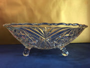 Midcentury Footed Clear Bowl Pressed Glass Design