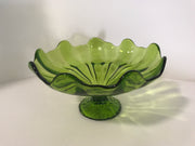 Viking Glass Smaller Green Glass Pedestal Bowl Candy Dish Fruit Bowl Centerpiece