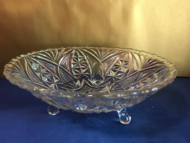 Midcentury Footed Clear Bowl Pressed Glass Design