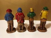 Syroco  Wood 1940s Beat Up Hillbilly Band Figurines 4 pc Set Collectable