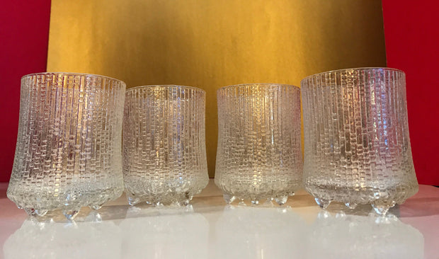 Vintage Iittala Finland Ultima Thule Drinking Glasses Mid-Century Modern Barware Scandinavian Ice Glass 4pc Set Cocktail Glasses