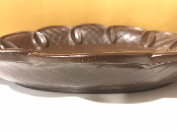 Syroco Wood Vintage Brown Oval Table Bowl/ Plate Fruit Bowl Centerpiece Large/Med