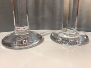 Vintage Tall 8 5/8” Kosta Boda Paneled Pillar Crystal Pair Candlesticks