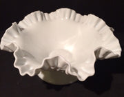 Fenton Vintage Double Ruffle Hobnail Bowl Pedestle Cottage Chic