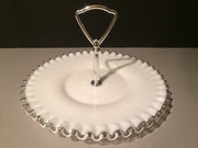 Fenton Small Vintage Silvercrest  Plate with Handle Cookies Cupcakes Cottage Chic 1950s Edition