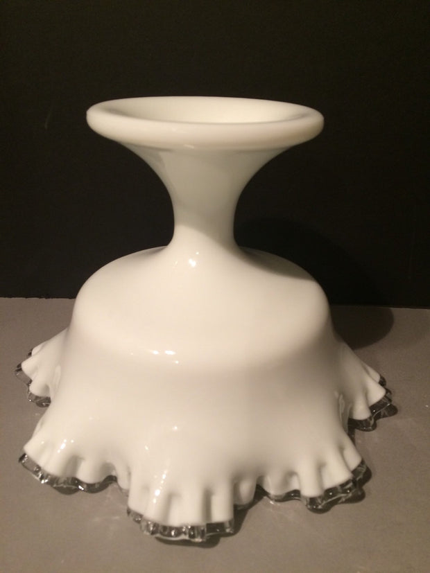 Fenton Silvercrest Ruffled Edge pedestal bowl 1950