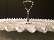 Fenton Vintage Silvercrest Large Plate   with Handle Cookies Cupcakes Cottage Chic Ruffled edge FN211