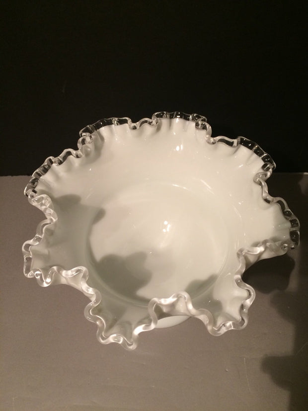 Fenton Silvercrest Ruffled Edge pedestal bowl 1950