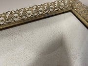 Vintage Gold Filigree Perfume Mirror Tray Rectangular Extra Large 23 5/8”x 13 1/8”