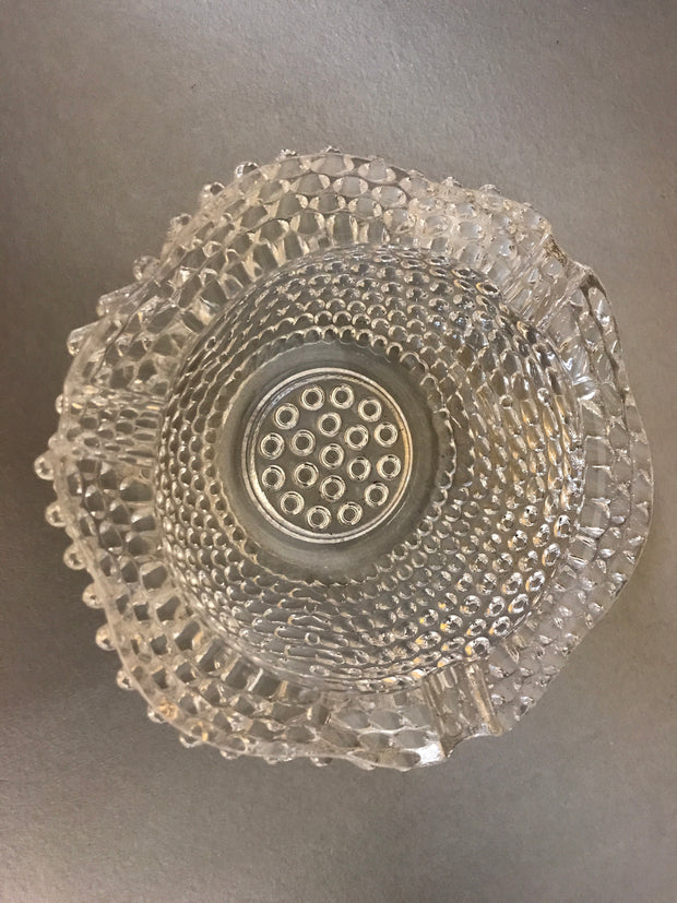 Vintage Clear Glass Hobnail Chunky Ashtray