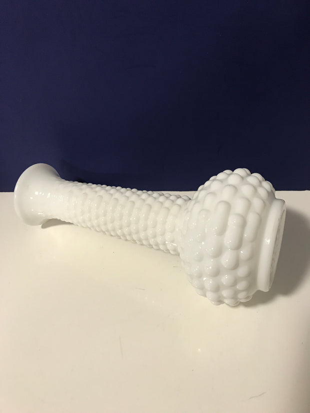 White Milk Glass Vintage Hobnail Bud Vase E.O Brody